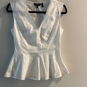 Theory Women's Ivory Sleeveless Peplum Blouse